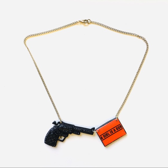 Official A Girl Is A Gun Logo Gun Necklace - Picture 3 of 6